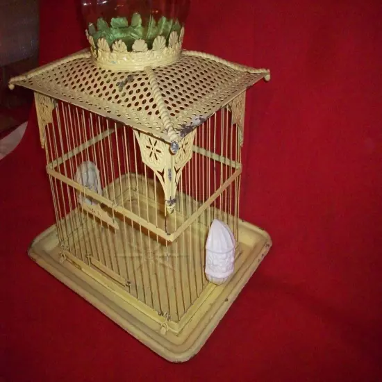 ANTIQUE VICTORIAN BIRD CAGE FISH BOWL VASE COMBO VERY DIFFERENT