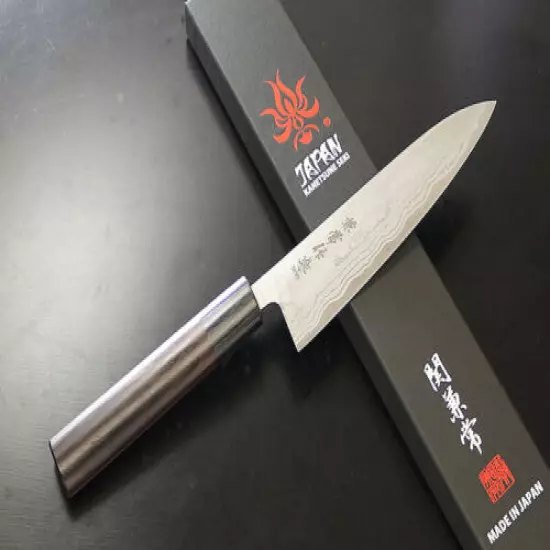 Kanetsune Seki Japan KC-464 Blue Steel Damascus 165mm Kitchen Paring Knife