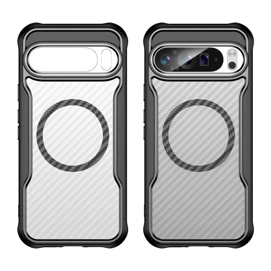 For Google Pixel 9 Pro XL/9 Pro/8A Non-Slip Carbon Fiber Texture Clear Slim Case