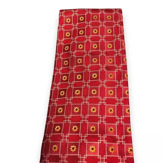 CANALI Necktie Men's Tie Red Pink Yellow 100% Silk Italy Exclusive Collection