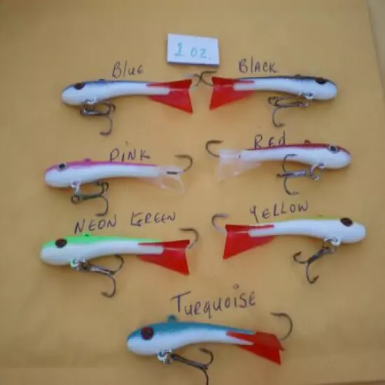 12 PCS. MINNOW JIGGING/CASTING LURE BAIT/ICE FISHING 1 OZ. 14 COLORS CHOOSE ANY