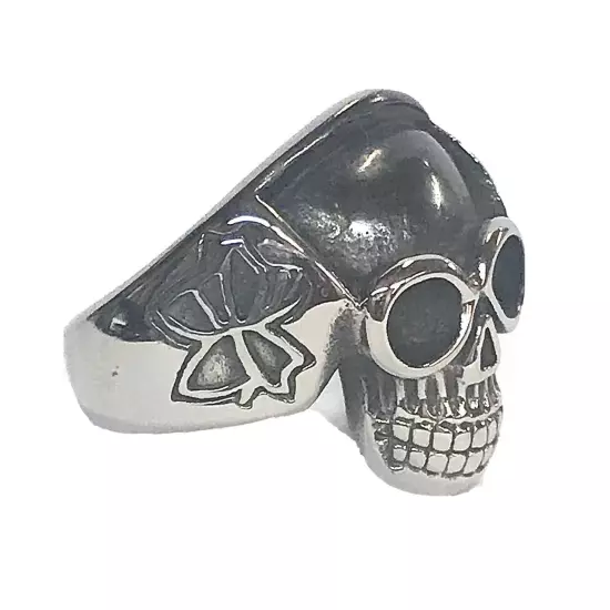 Stainless Steel Men’s Biker Style Ring Black & Silver Skull Size 12 - 16+ Grams