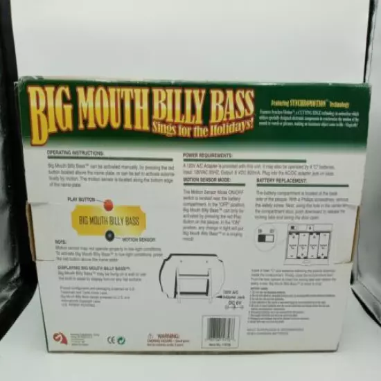 Big Mouth Billy Bass Sings for the Holidays Motion Activated NEW OPEN BOX