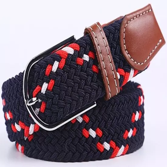 Mens Womens Belt Unisex Braided Elastic Stretch Fabric Enduring Woven Many Sizes