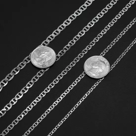 Mariner Link Chain Solid Sterling Silver 925 Italy All Sizes