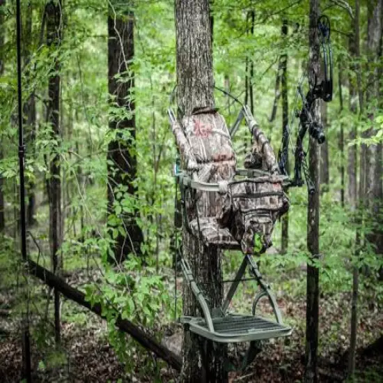 Treestand Bow Hunting Crossbow Tree Stand Deer Buck Closed Front Safety Harness