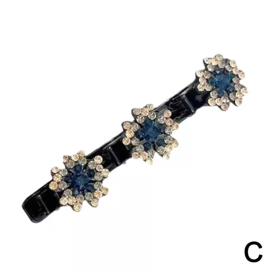 Sparkling Crystal-Stone Braided Hair Clips Satin Fabric Hairpin Hair Bands Gift}