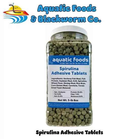 Spirulina Adhesive Tablets for Bottom Feeders, Tropical Fish & More. WL-JAR