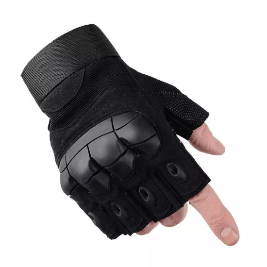 Outdoor Fingerless Gloves Hard Knuckle Paintball Hunting Combat Riding Hiking