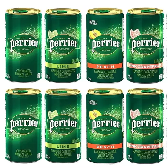 Perrier Flavored Carbonated Mineral Water -Variety Pack, 4 Flavors Pack of 8