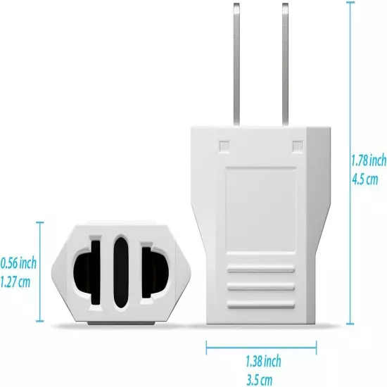 Unidapt Small European to American Outlet Plug Adapter, EU to US Adapter, Univer