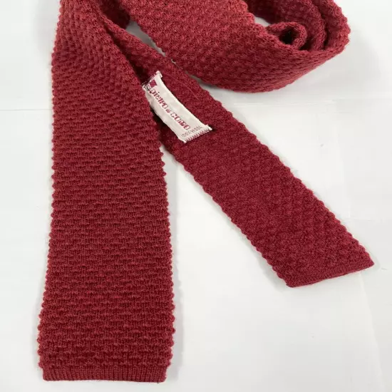 Pietro di Como Vtg Wool Burgundy Red Square Tip Flat End Textured Tie 2" x 54"