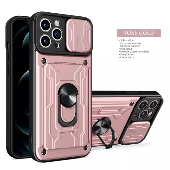 For iPhone 16 15 14 13 Plus|Pro|Pro Max Sliding Camera Protect Ring Phone Case