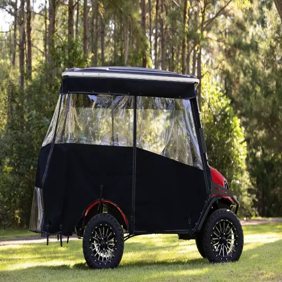 Red Dot Black Vinyl Golf Cart Enclosure for EZGO Express S4 Elite with 80" Top