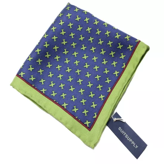 SUITSUPPLY Pocket Graphic Navy Handkerchief Men's ONE SIZE Pure Silk Formal