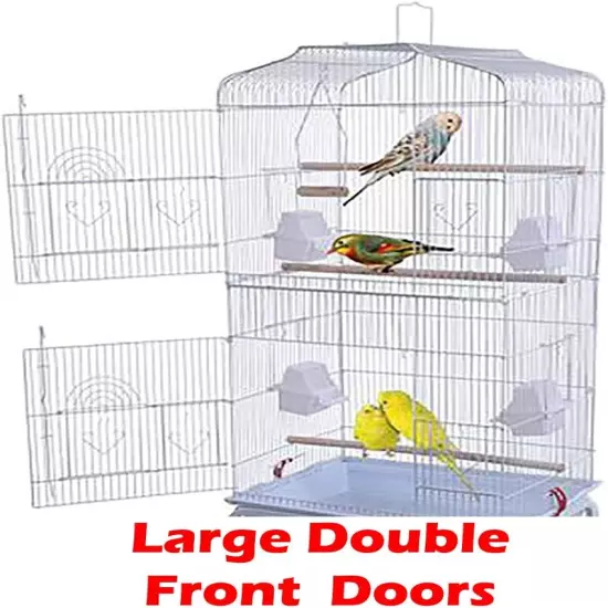 66-Inch Large Bird Flight Cage with Open Play Top & Rolling Stand for Parrots Co