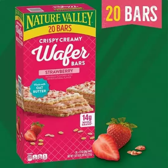 Crispy Wafer Bars with Strawberry Cream, 20 Count,