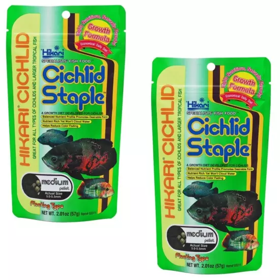 Hikari USA Cichlid Staple Pellets Fish Food 2 oz, Medium (2 Pack)