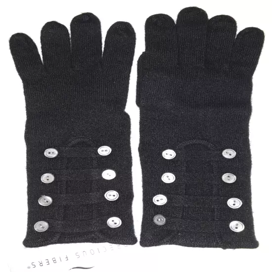 Precious Fibers NWT black knit cashmere gloves womens size S-M