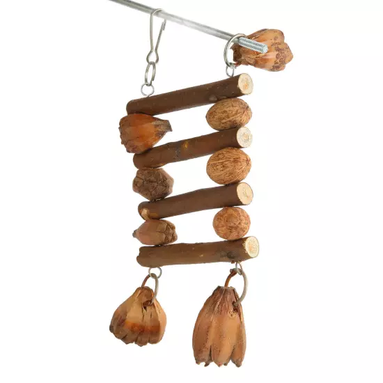 Bird Chew Toys Natural Logs Nuts Hand Crafted Parrot Cage Bite Toy for Macaw