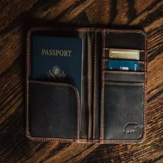 Buffalo Leather Passport Wallet | Dark Walnut