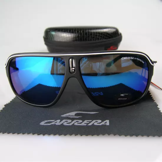 Men Women Retro Sunglasses Unisex Square Bright Black Frame Carrera Glasses C19