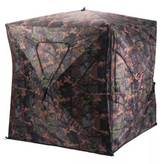 Ground Hunting Blind Portable Deer Pop Up Camo Hunter Weather Proof Mesh Window