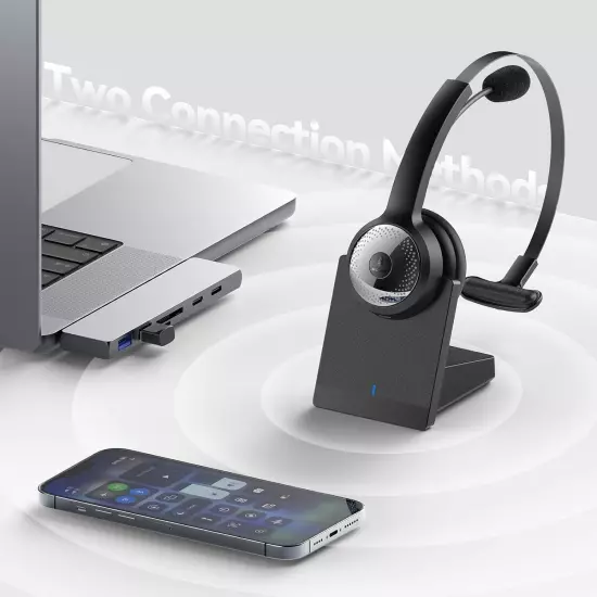 Wireless Headset for Computer, Bluetooth Headset with Noise Cancelling Microphon