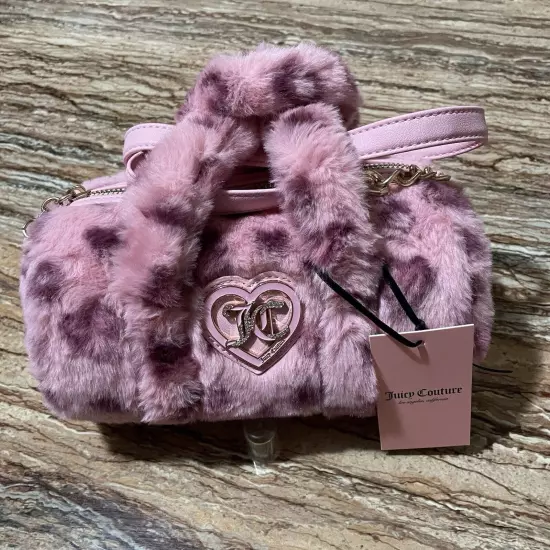 Juicy Couture Bag Preppy Cozy Pink Leopard Print Mini Barrel Crossbody Bag