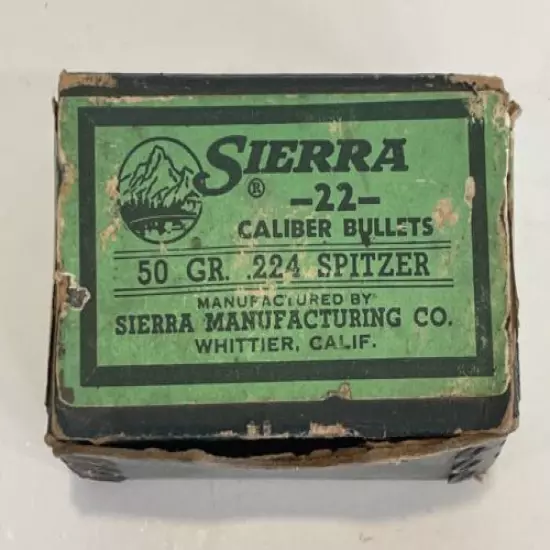 Sierra 22 Caliber Bullets 50 GR .224 Spitzer Empty Box