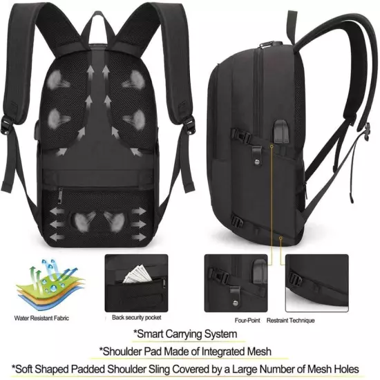 Travel Laptop Backpack Water Resistant Anti-Theft Bag with USB Charging Port and