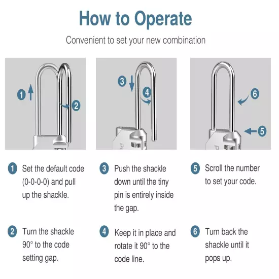 2 Pack 2.6 Inch Long Shackle Combination Lock 4 Digit Outdoor Waterproof Padl...