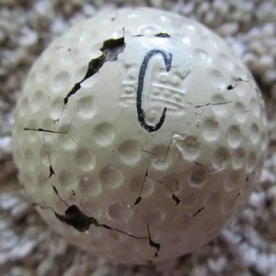 EARLY DIMPLE GOLF BALL-THE CROWN BY RODMAN WITH SEVERAL CRACKS-RARE GOLF BALL