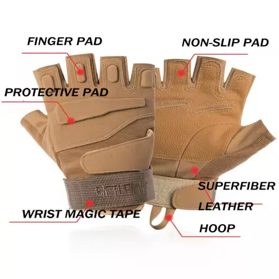 Fingerless Half-Finger Tactical Gloves Motorcycle Driving Gloves Riding Gloves