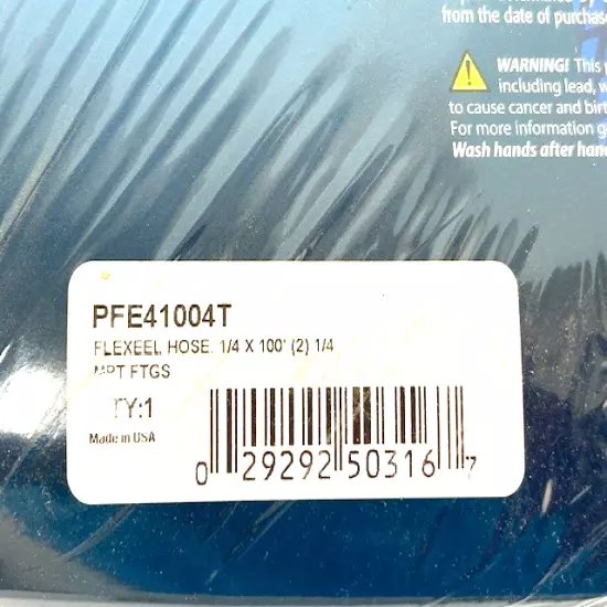 Coilhose Pneumatics PFE41004T FLEXEEL 1/4 x 100' Hose 1/4" MPT Fittings Blue