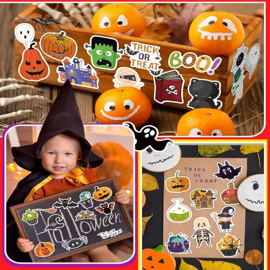 300 Pcs Halloween Pumpkin Stickers Bulk, Party Favors for Multi 