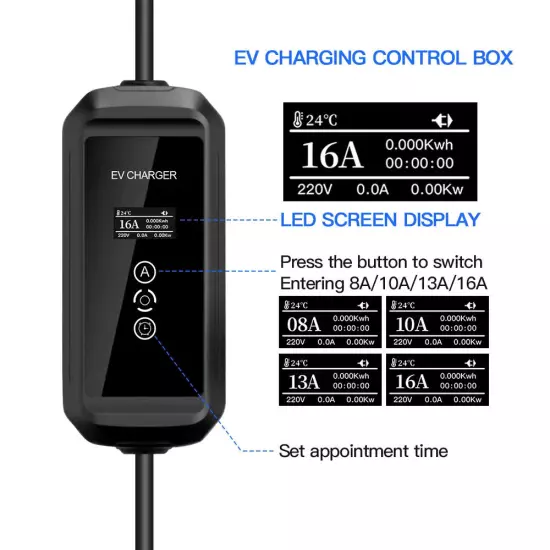 EV Charger 16A 3.6KW GBT Type 2 Type 1 Charging Wallbox Tuya APP Wifi Timer