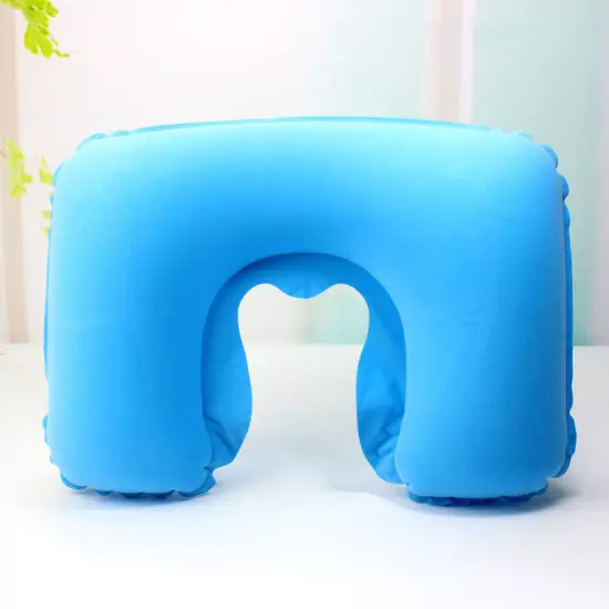 1X Portable Inflatable Flight Pillow Neck U Rest Air Cushion