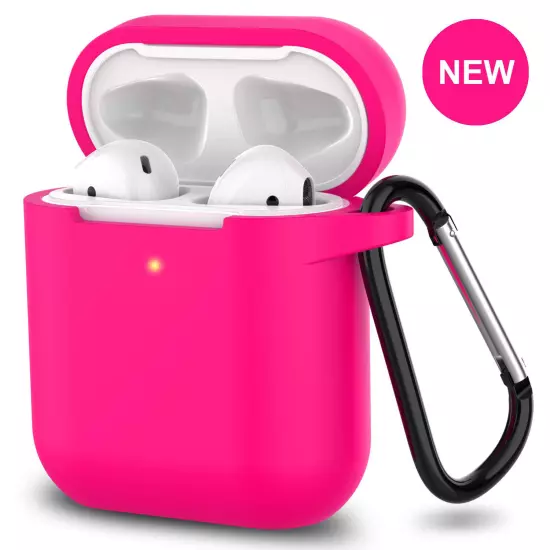 For Apple AirPods Case 1/2 Silicone Protector Shockproof Full Cover + Keychain