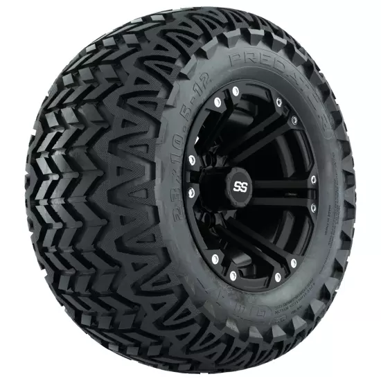 Set of 4 GTW 12" Specter Matte Black Wheels on 23" Predator All Terrain Tires