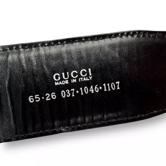 Gucci G logo square buckle leather Plain belt size 65/26 Black 037 Men Used JPN