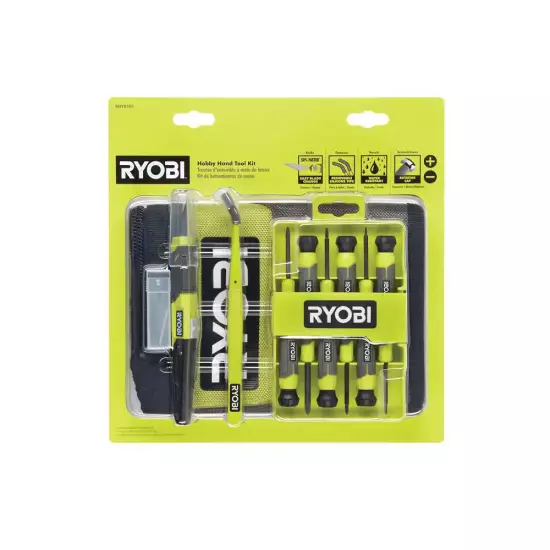 Ryobi Hobby Hand Tool Kit Precise Applications Knife Blades Screwdrivers Tweezer