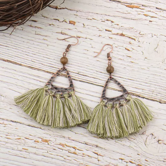 Fashion Women Bohemian Earrings Long Tassel Fringe Drop Dangle Ear Stud Jewelry