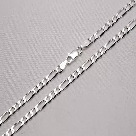 .925 Sterling Silver Figaro Link Chain Necklace 1mm-17mm Sz 16"-36"