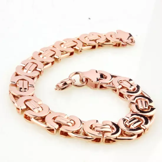 Rose Gold braclets&bangle for Cool Men Stainless Steel Byzantine Bracelet 7"-11"