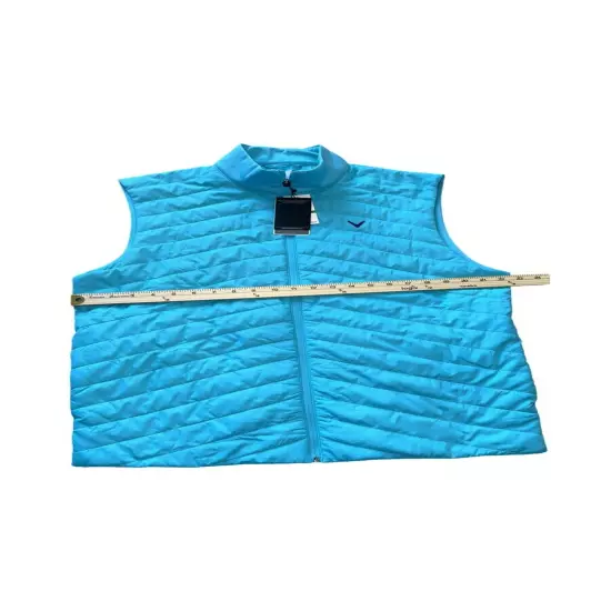 New $88 Callaway Full Zip Quilted Golf Puffer Vest Scuba Blue Men’s Size L Aqua