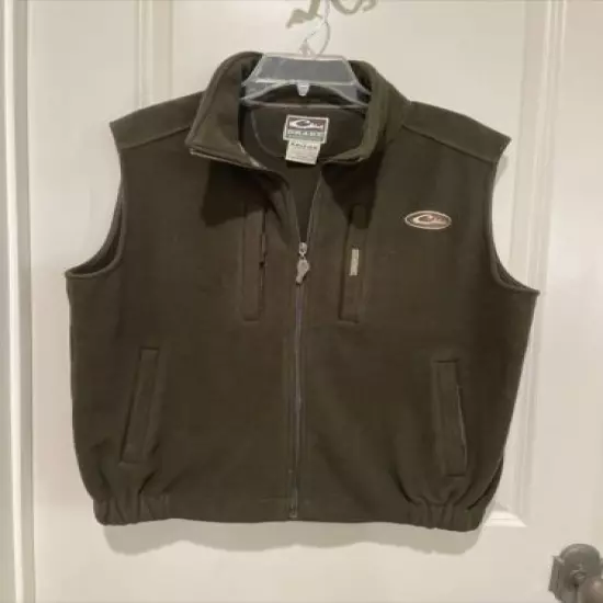 Drake Waterfowl Brown Full Zip Fleece Wind proof Layering Hunting Vest Men's M