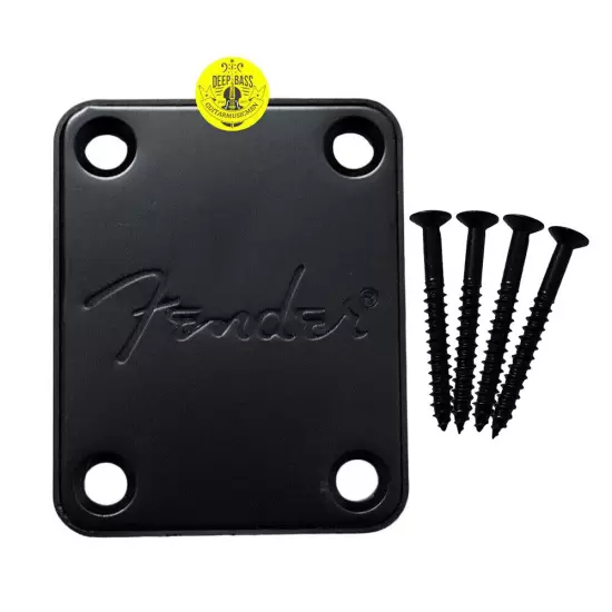 Black Electric Guitar Neck Plate for Fender Style ST SQ Mit Fender Logo 4 Screws