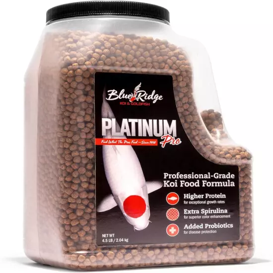 Blue Ridge Koi Fish Food 4.5lb - Koi Food 3/16” Platinum Pro Formula Goldfish Fo