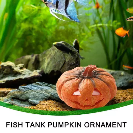 Pumpkin Shaped Fish Hideout House Tank Decor Aquarium Tank Decoration^ Fish Y8K2